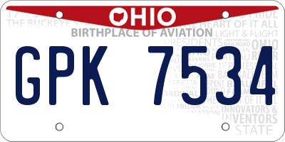 OH license plate GPK7534