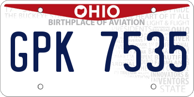 OH license plate GPK7535