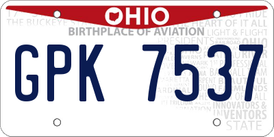 OH license plate GPK7537