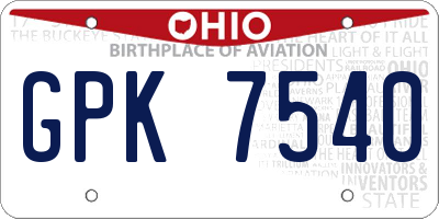 OH license plate GPK7540