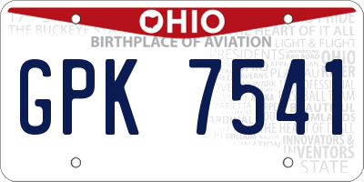 OH license plate GPK7541