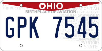 OH license plate GPK7545