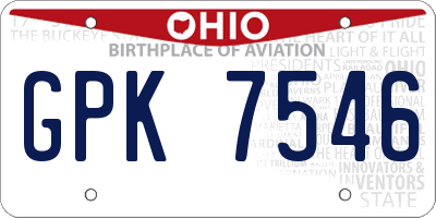 OH license plate GPK7546