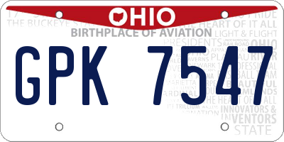 OH license plate GPK7547