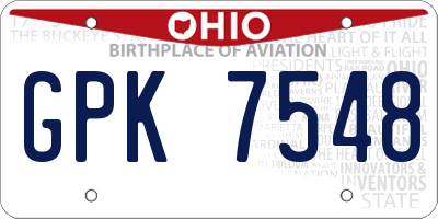 OH license plate GPK7548