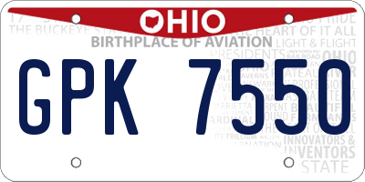 OH license plate GPK7550