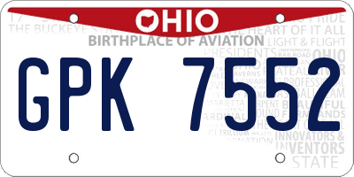 OH license plate GPK7552
