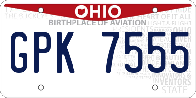 OH license plate GPK7555