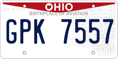 OH license plate GPK7557