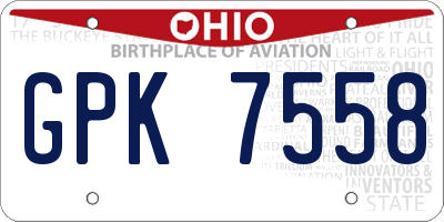 OH license plate GPK7558