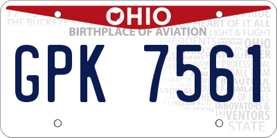 OH license plate GPK7561