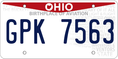 OH license plate GPK7563