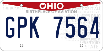 OH license plate GPK7564