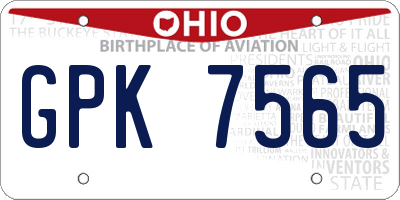 OH license plate GPK7565