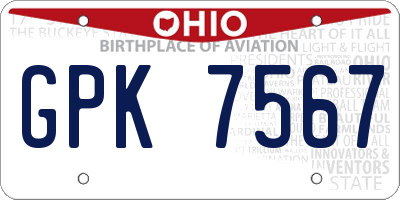 OH license plate GPK7567