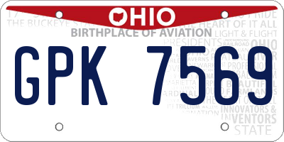 OH license plate GPK7569
