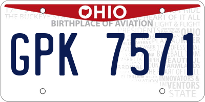 OH license plate GPK7571