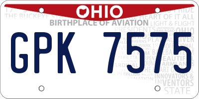 OH license plate GPK7575