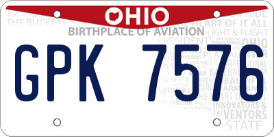 OH license plate GPK7576