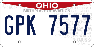 OH license plate GPK7577