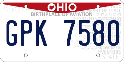 OH license plate GPK7580