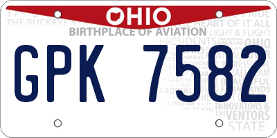 OH license plate GPK7582