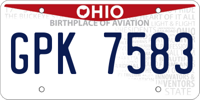 OH license plate GPK7583