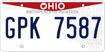 OH license plate GPK7587