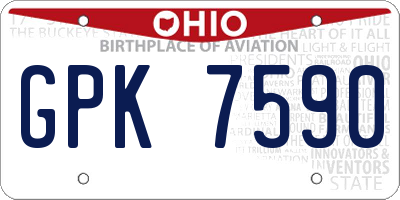 OH license plate GPK7590