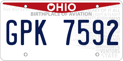 OH license plate GPK7592