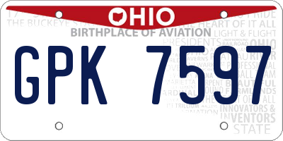 OH license plate GPK7597