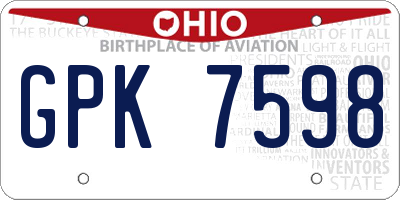 OH license plate GPK7598