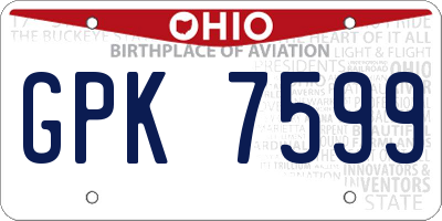 OH license plate GPK7599