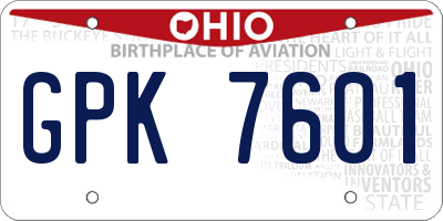 OH license plate GPK7601