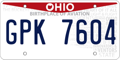 OH license plate GPK7604