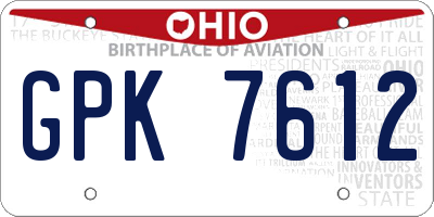 OH license plate GPK7612