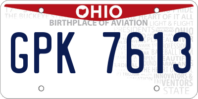 OH license plate GPK7613
