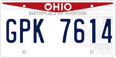 OH license plate GPK7614