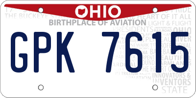 OH license plate GPK7615
