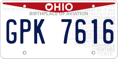 OH license plate GPK7616