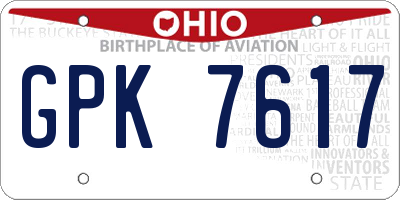 OH license plate GPK7617