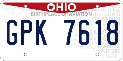 OH license plate GPK7618