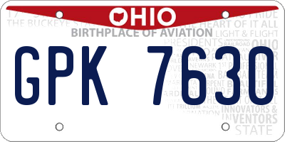 OH license plate GPK7630