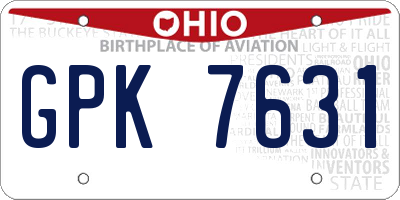 OH license plate GPK7631