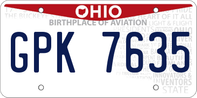 OH license plate GPK7635