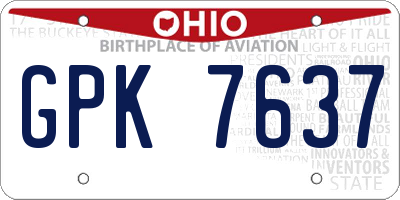 OH license plate GPK7637