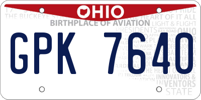 OH license plate GPK7640
