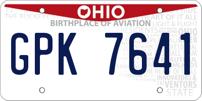 OH license plate GPK7641