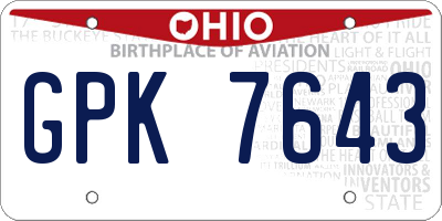OH license plate GPK7643