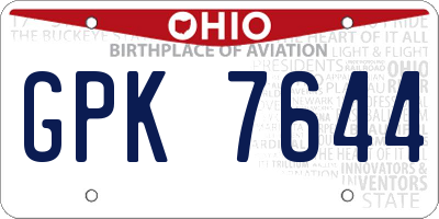 OH license plate GPK7644